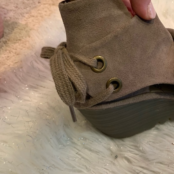 Fly London Yema Open Toe Suede Wedge - Picture 6 of 14